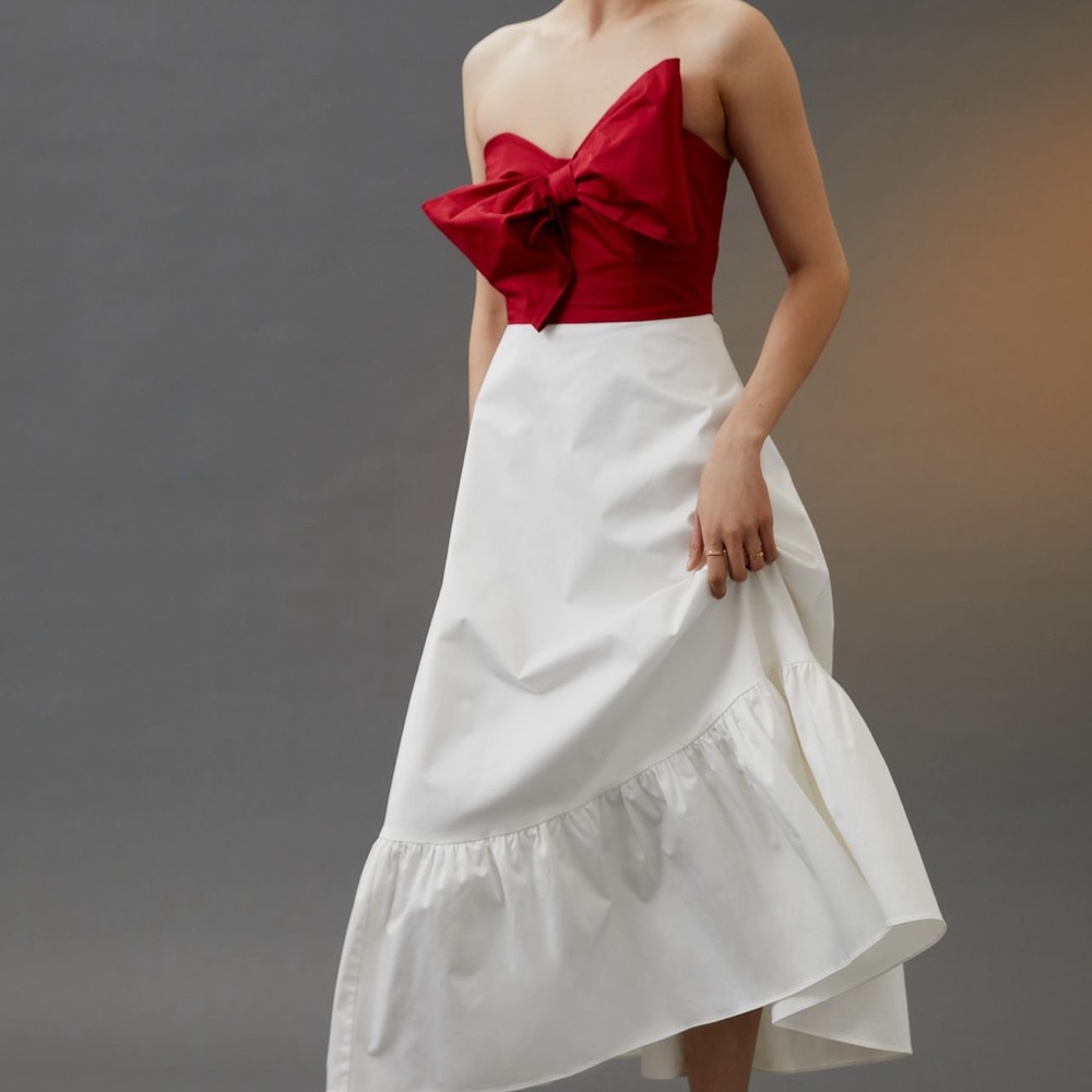 Anthropologie Hutch Red Motif bow dress 👗